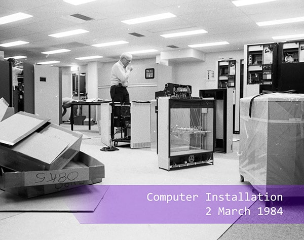 a man working on a computer installation