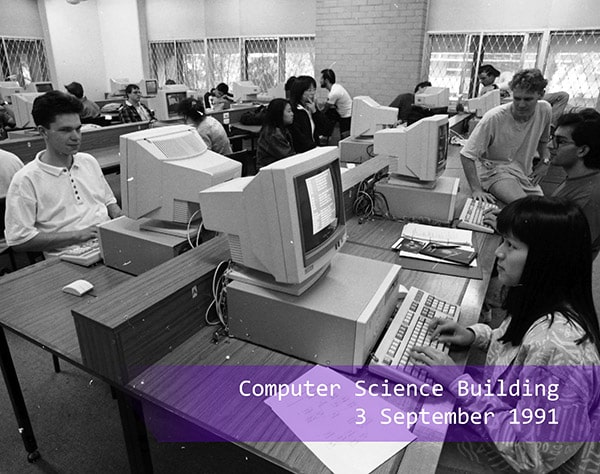 A computer lab in the computer science building in 1991